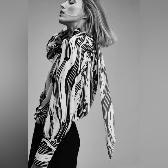 New Zara Tied Printed Blouse - 9479/246 - Picture 6 of 10